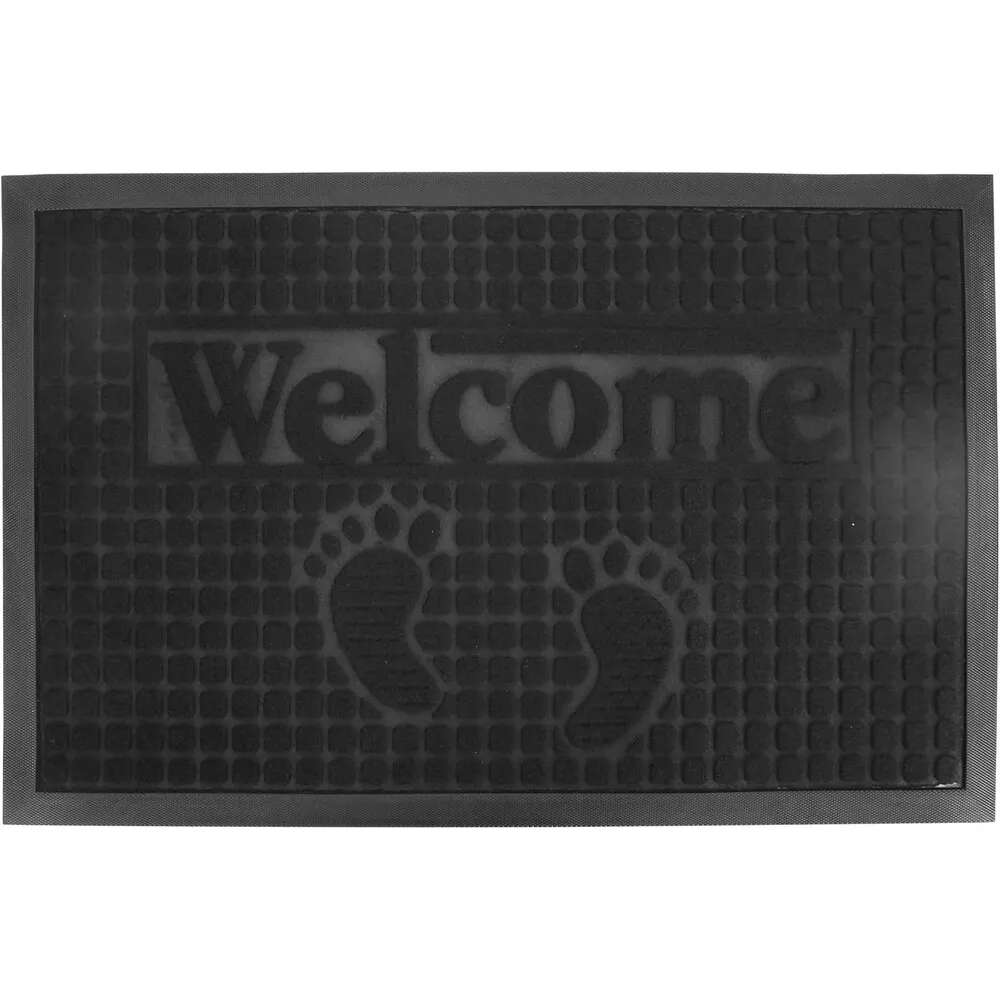 Delcasa DC2998 Door Mat 50 x 40 cm, Anti-Skid Pile Weave Fabric, Durable Indoor & Outdoor Use, Black