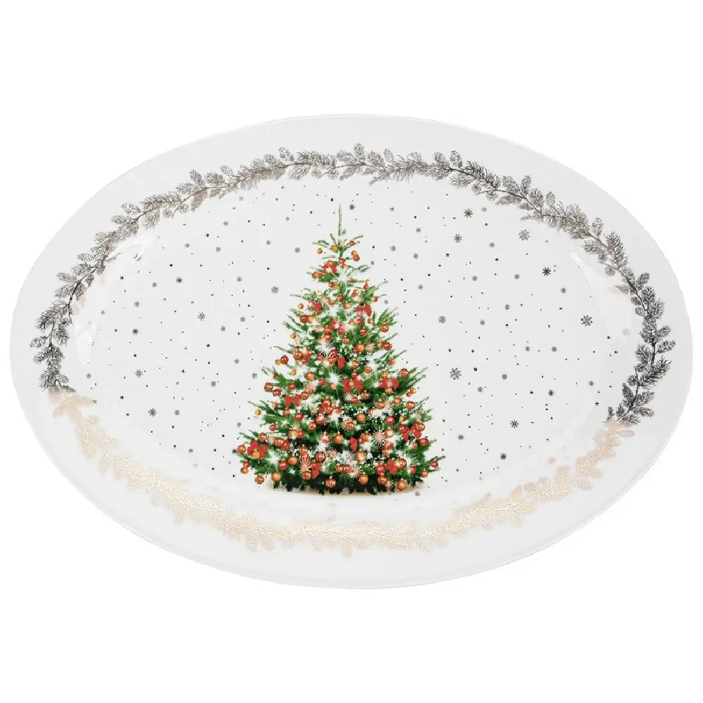 Fissman Plate Christmas Oval New Bone China 30cm - 14015
