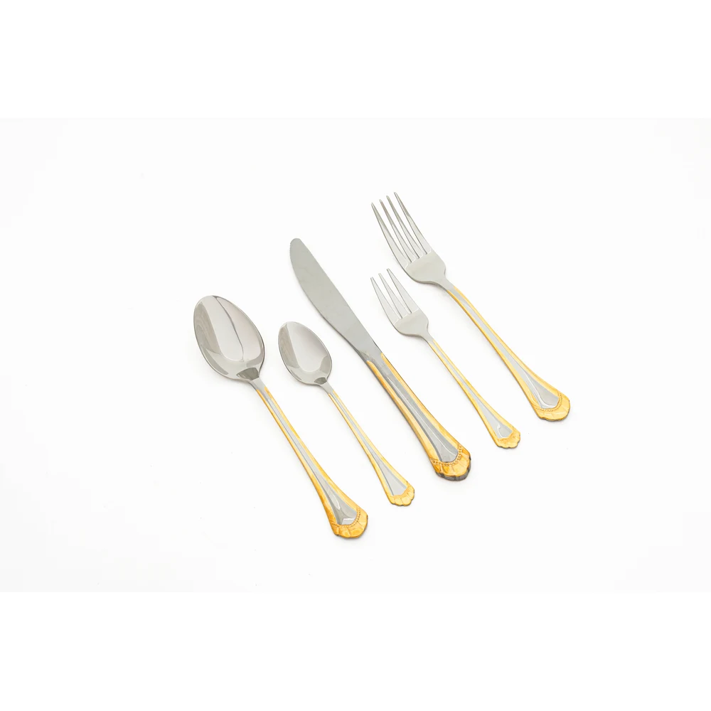 Zolten Drape Stainless Steel 32-Piece Cutlery Set with Stand Gold with Mirror Finish - ZL0713847 - Image 2