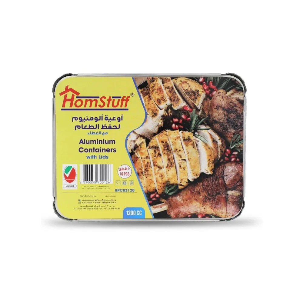 Homstuff Foil Container With LID 83120, Pack Of , Aluminium Disposable Container, Parcel Box, Packaging Hot Dry Foods Aluminium 10 Pcs 1200ml - 5150803