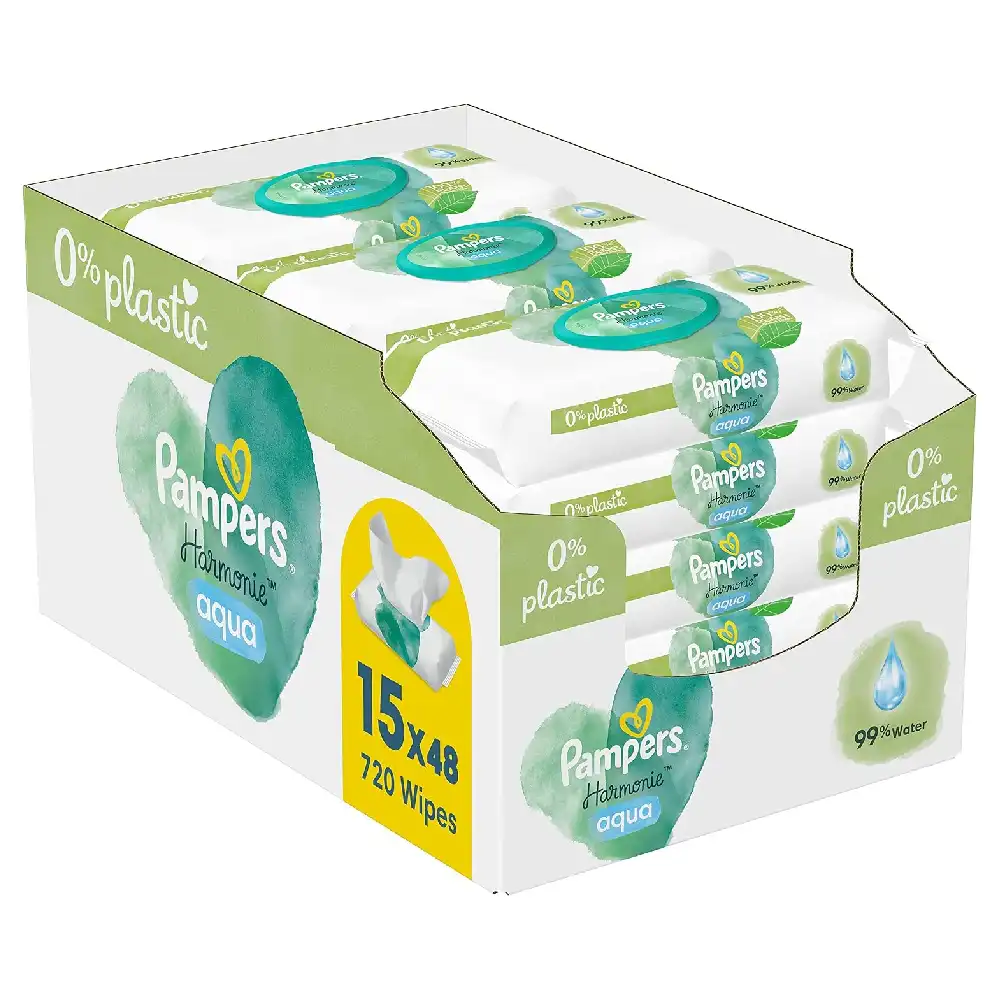 Pampers Harmonie Aqua Wet Wipes 15 Packs Of 720 Wet That Help Restore Skins 48 Wipes - PRS-331942A1