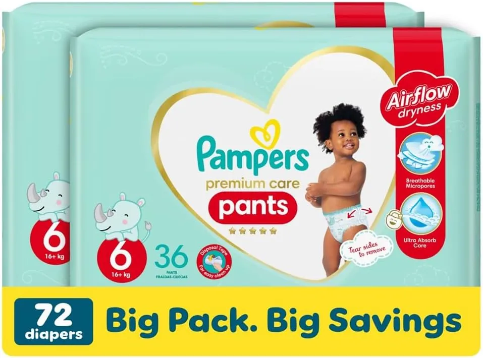 Pampers Premium Care Pants Case 16 Plus Kg Size 6 72 Diapers - PRS-697707L2