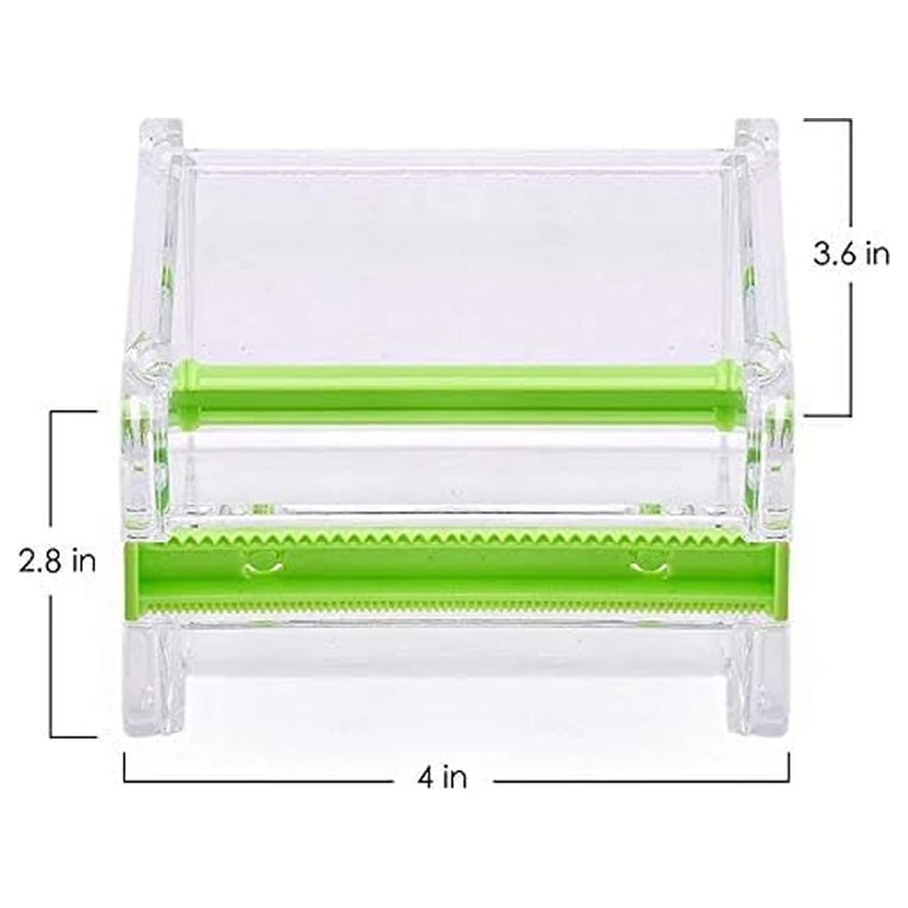 Molshine Transparent Desktop Washi Tape Dispenser Pack of 2, Stackable PS and ABS Tape Holder with Two Serrated Cutters, Green - Image 2