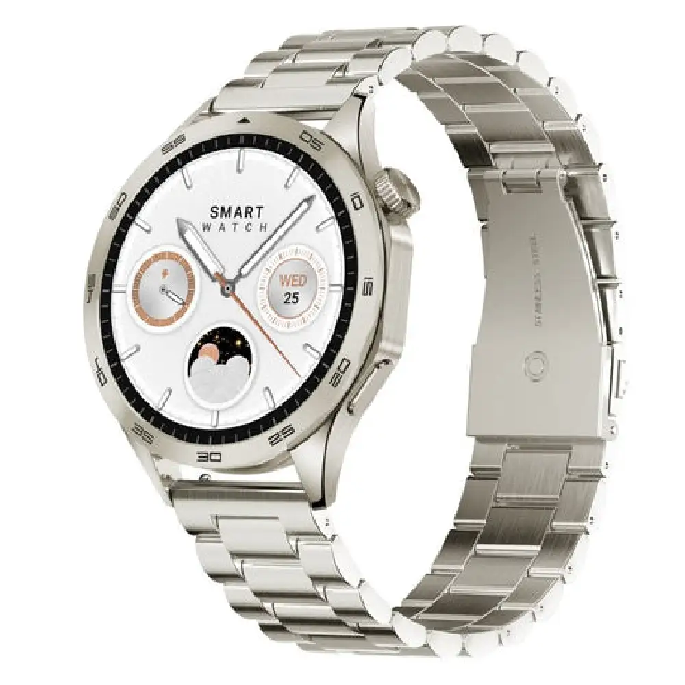 Telux Neo Bluetooth Calling Smart Watch with 1.43 Inch AMOLED Screen, Interchangeable Straps, 300mAh Battery (10 Days Use), and IP68 Rating (Silver) - TX.NEO.SL
