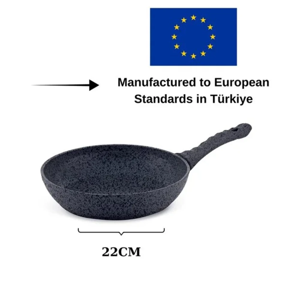 Alfa Swiss Stone Granite Fry Pan 22 cm, Non-Stick, Induction Compatible, PFOA-Free, Healthy Cooking Pan, Granite Outer and Interior - ALSW-F22 - Image 4