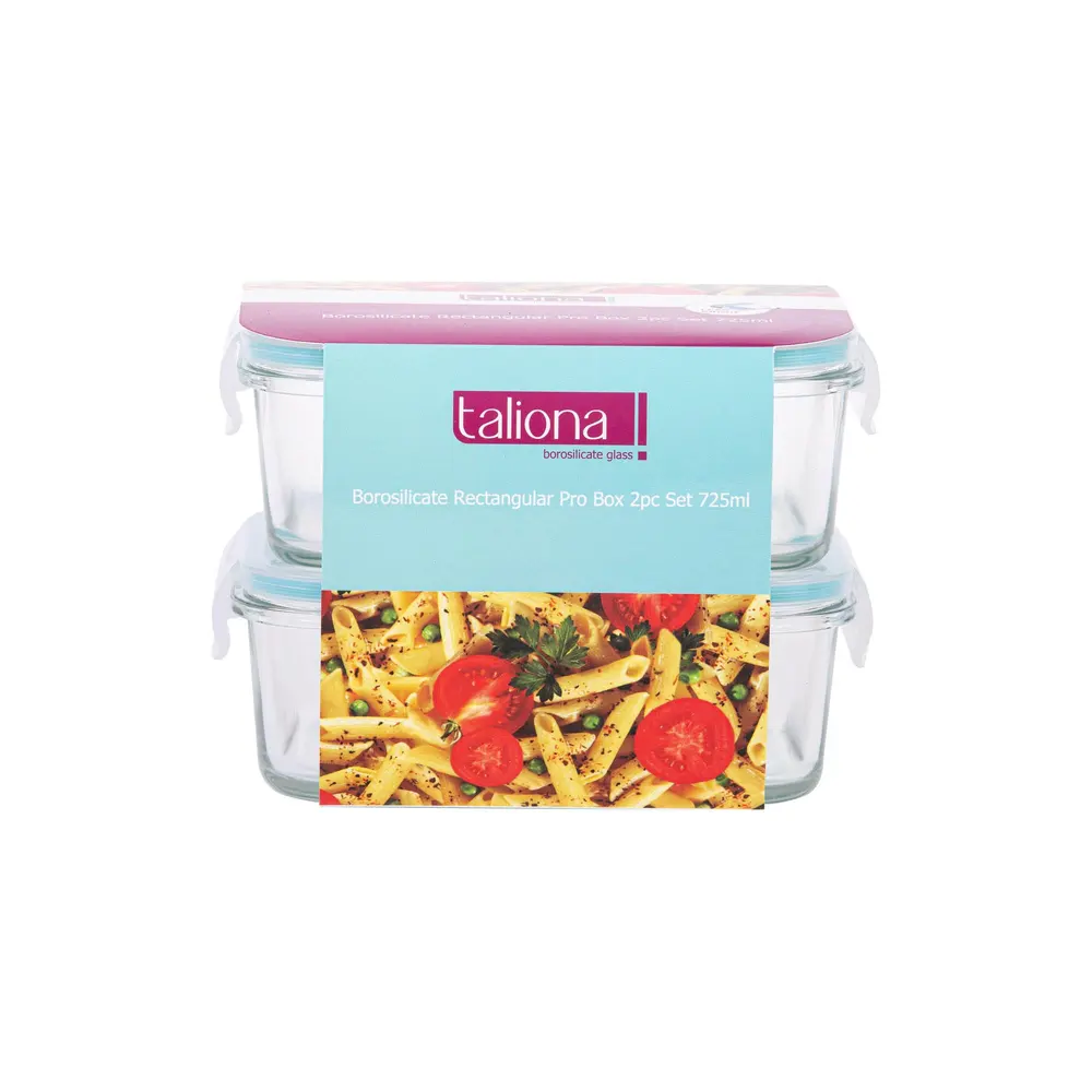 Taliona Boro Pro Borosilicate Glass Borosilicate Rectangular Storage Box 2-Piece Set 72.5 cl - TL2213369 - Image 4
