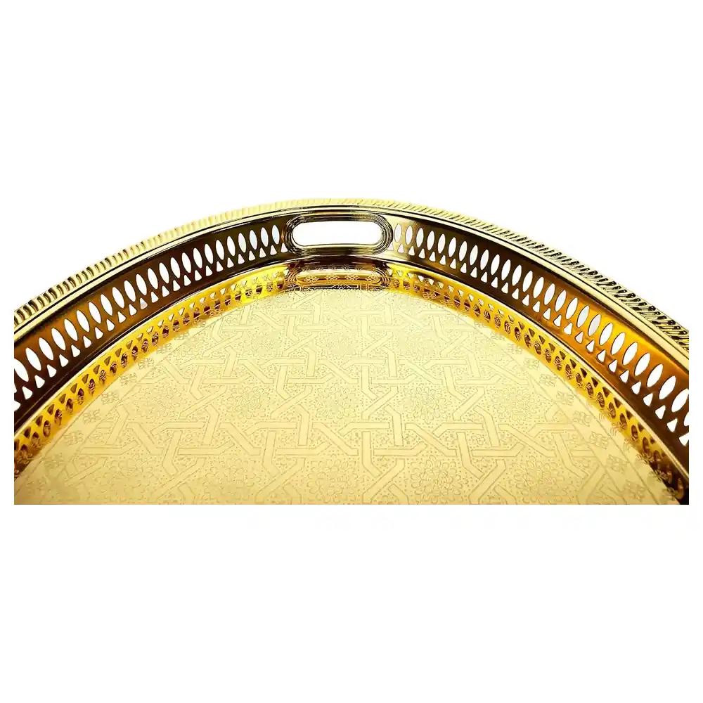 Zolten Silver Plated Oval Serving Tray, Gold, 45 cm - ZL2013639 - Image 4