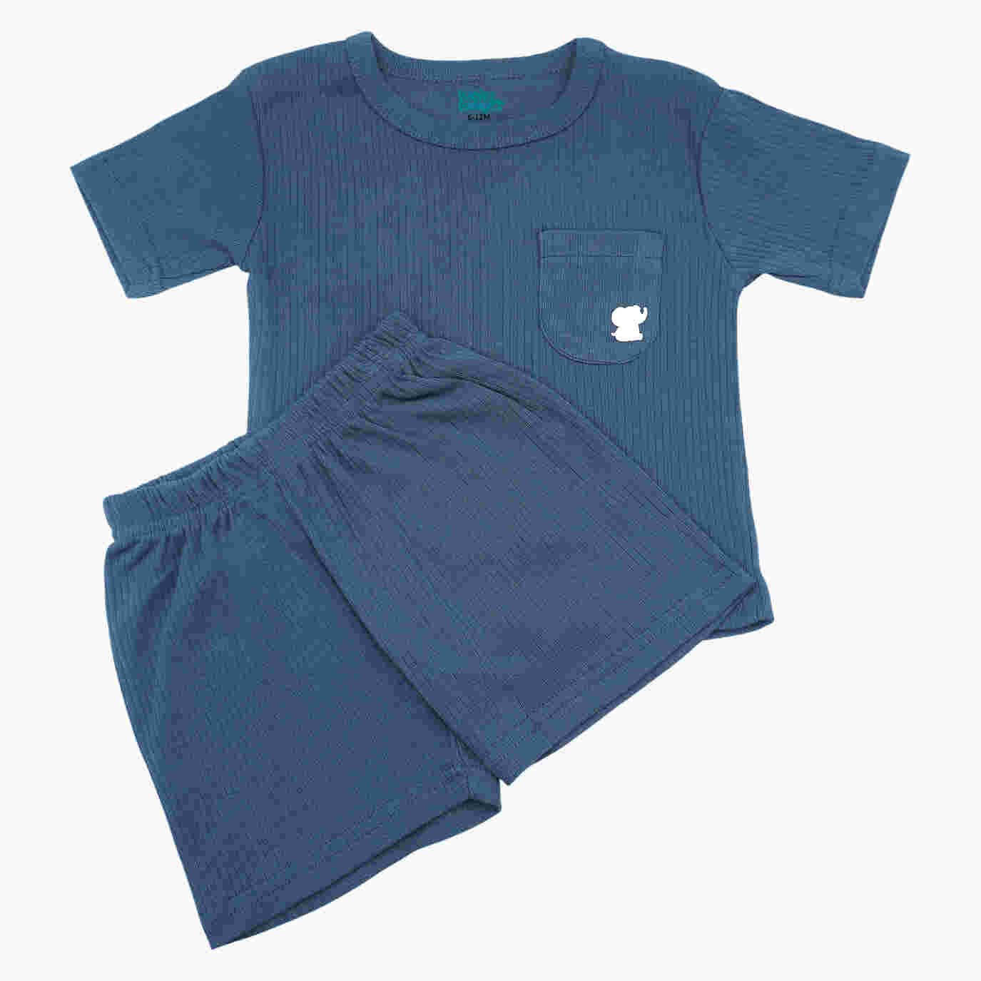 Babies Basic Ribbed Cotton Short Sleeves T-shirt and Plain Shorts Set 0-3 Months Blue M723-TO-BLU-0-3-2PC