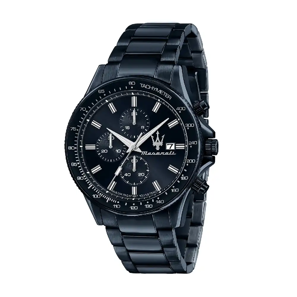 Maserati Sfida Chronograph Watch for Men, 44mm Blue Sunray Dial, Blue Stainless Steel Bracelet, Quartz Movement, 10 ATM Water Resistance- R8873640023