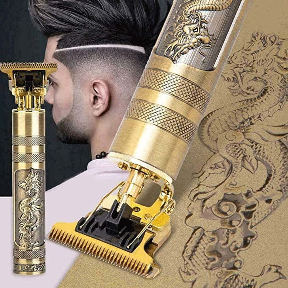 Vintage T9 Trimmer for Men Hair Zero Gapped Clipper Professional Cordless Haircut Electric USB Charging Beard Trimmer for Men Wireless Rechargeable Personal Hair Men Grooming Beard Liner Gold