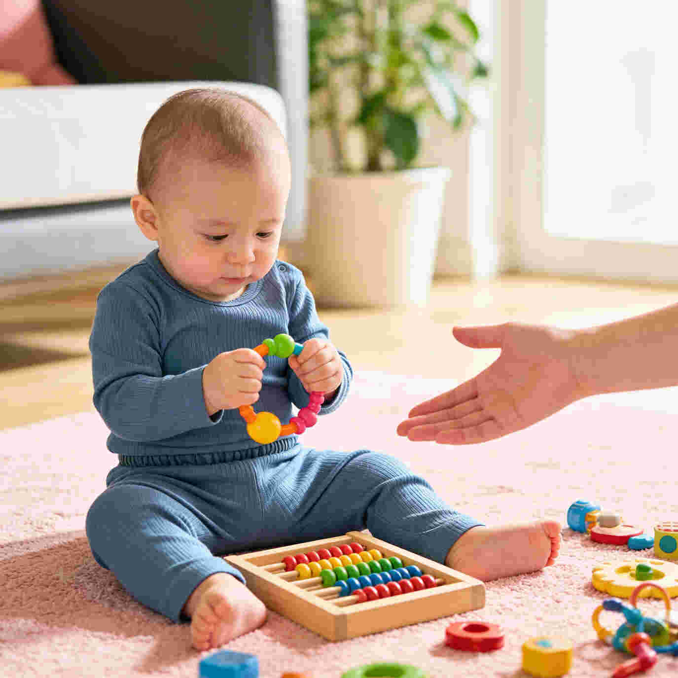 Babies Basic Ribbed Cotton Long Sleeves Top and Bottom Set 0-3 Months Blue M719-PL-BLU-0-3-2PC - Image 7