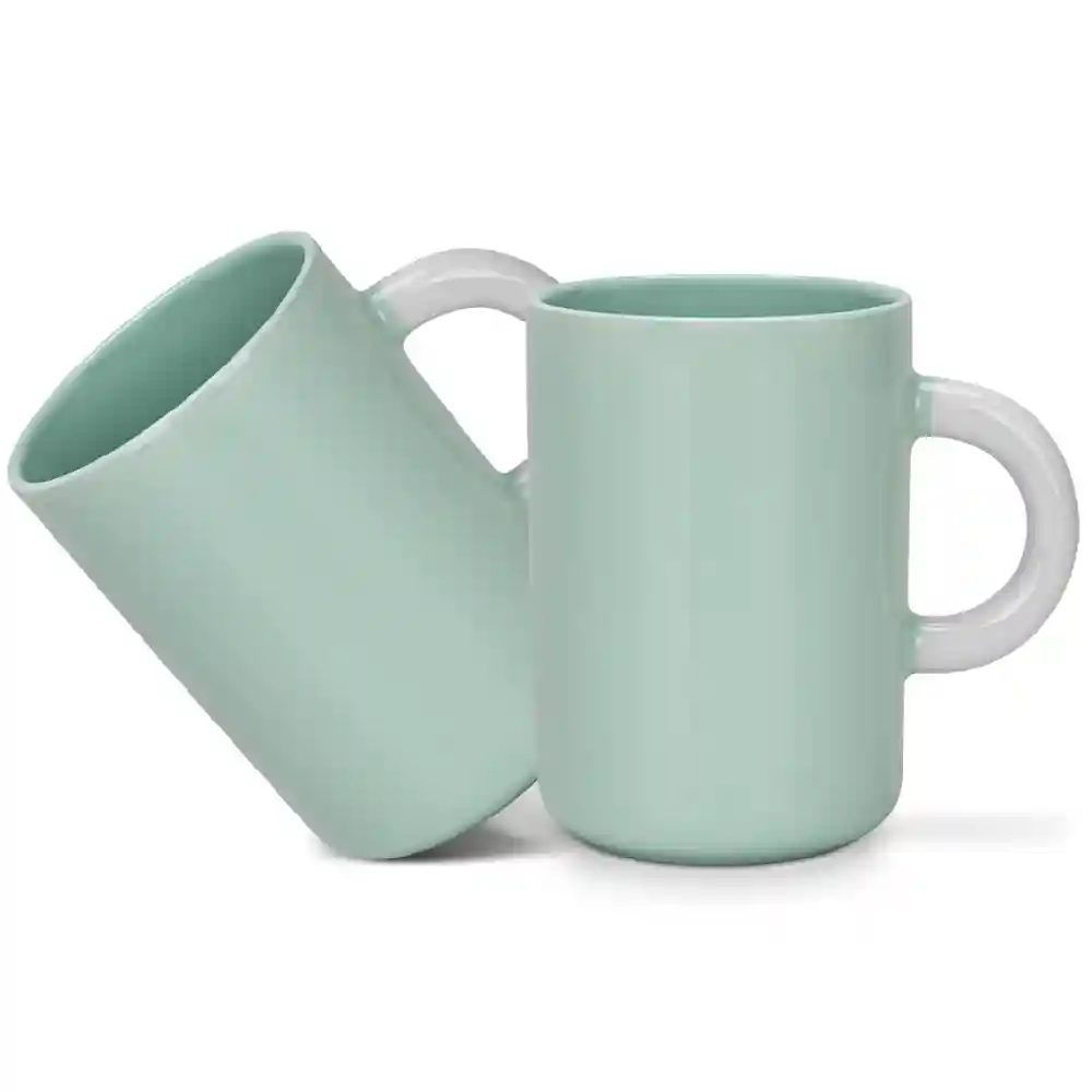 Fissman Mug New Bone China 2-Piece 540ml Green - 3748
