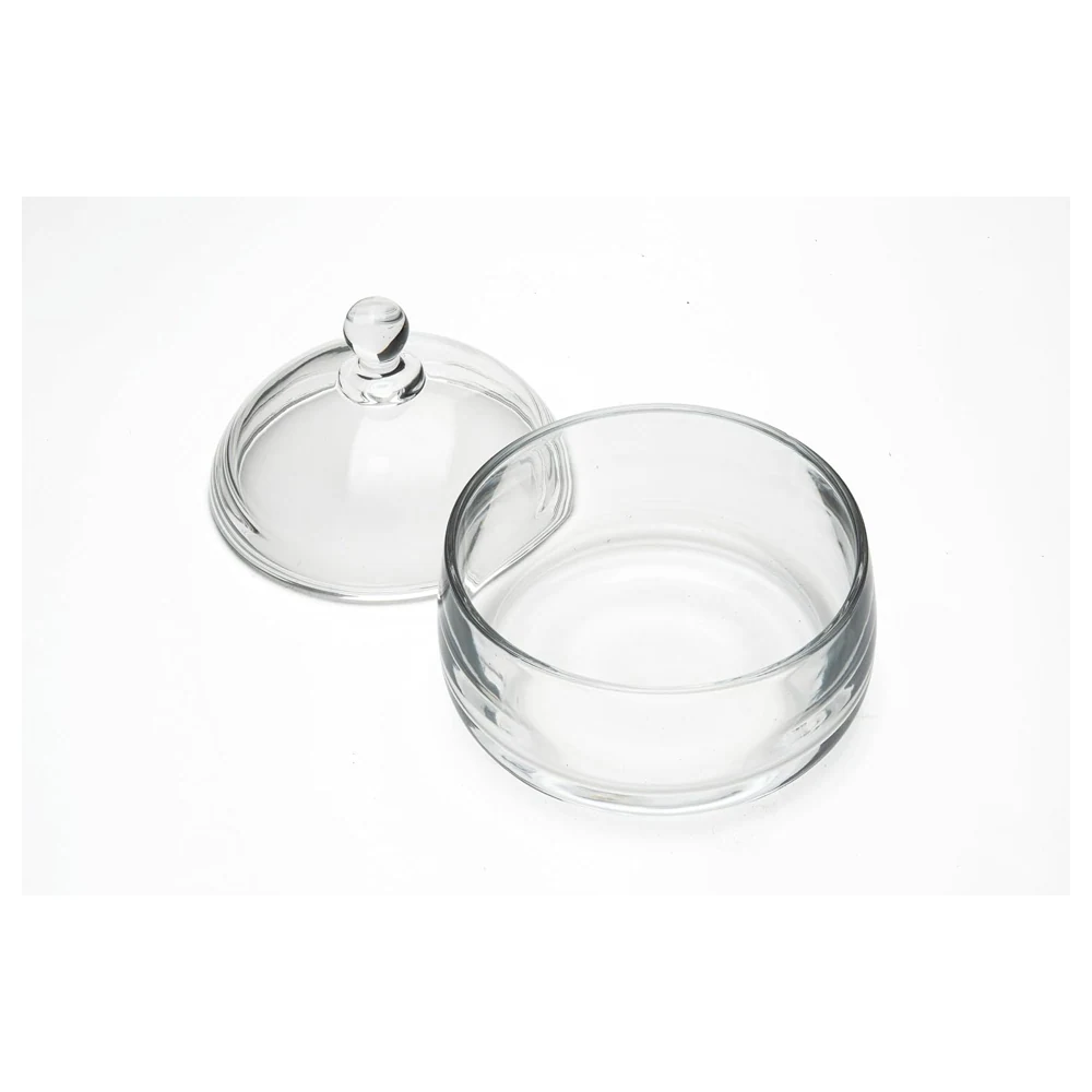 Taliona Halo Clear Glass Candy Dish with Domed Cover and Top Knob, 15 cm - C6913935