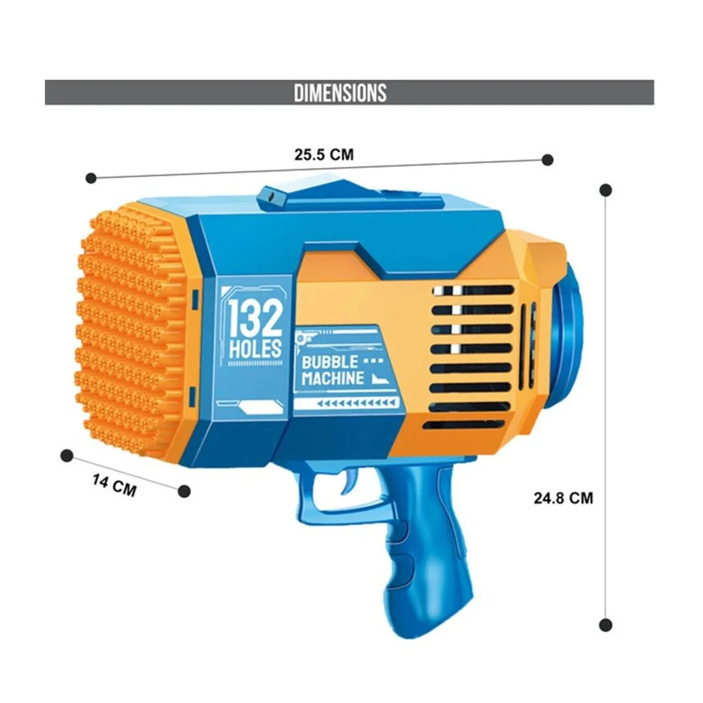 Little Story 132 Holes Bubble Machine Gun with Light, Rechargeable, Orange - LS_132BG_OR - Image 2
