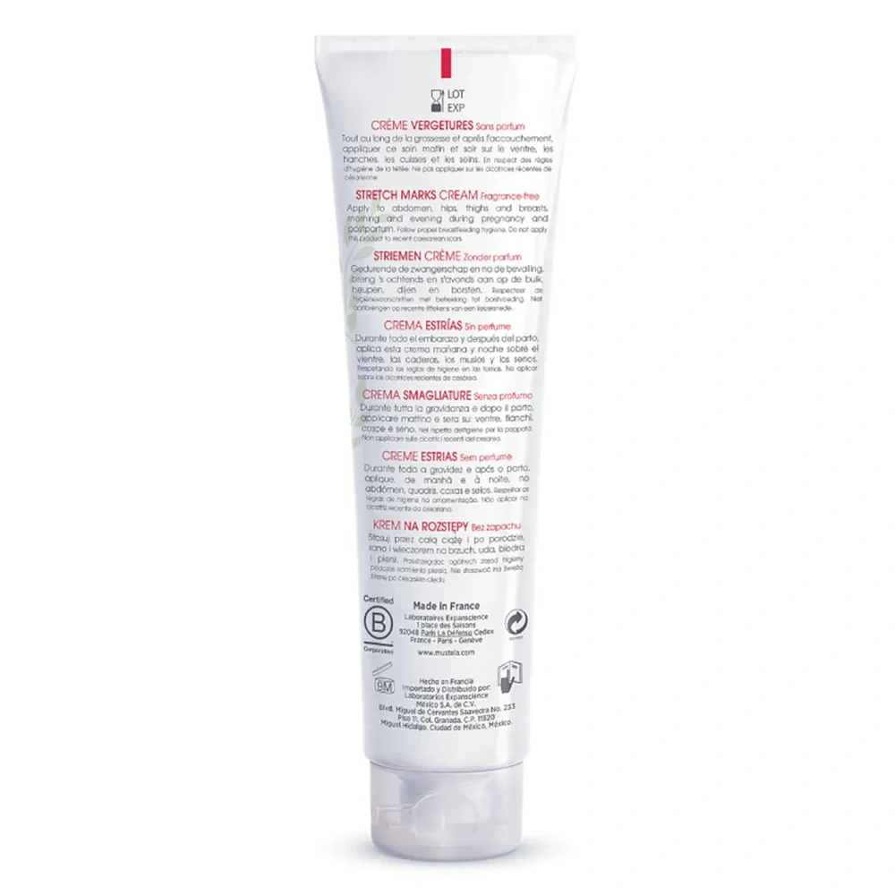Mustela 3-in-1 Stretch Marks Cream for Pregnancy & Postpartum, Maracuja Oil, Avocado Oil & Peptides, Moisturizing & Elasticity Care, Non-Greasy 150ml - H012 - Image 3