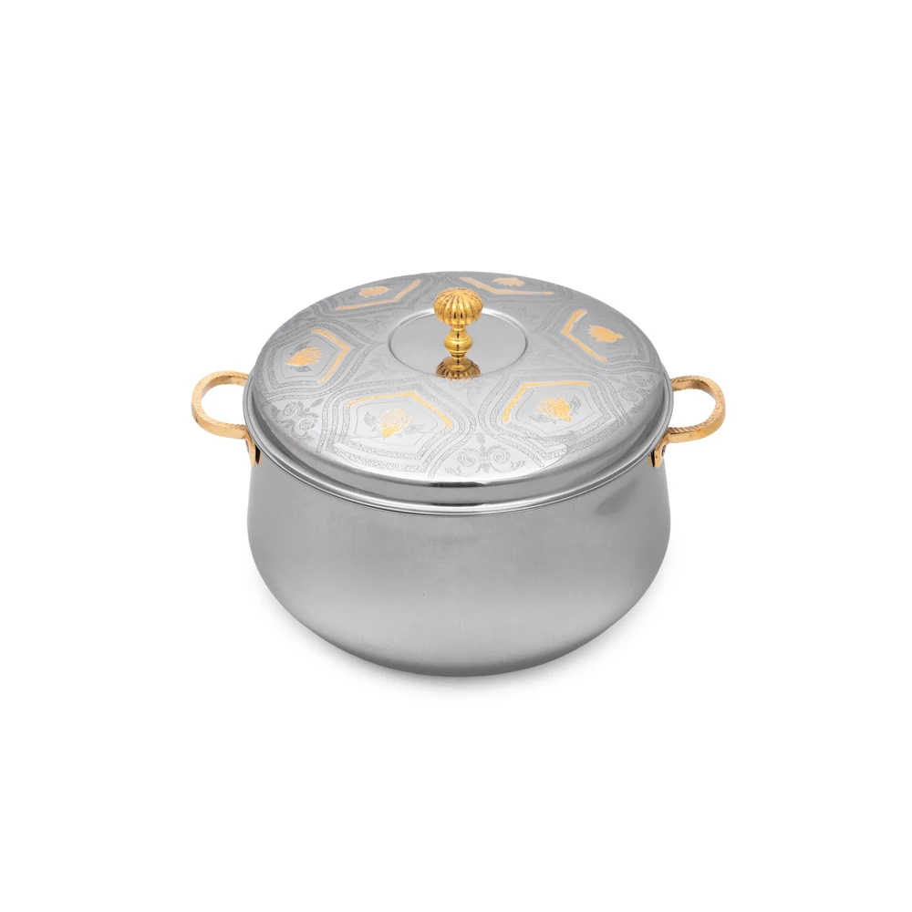 Zolten Vajra Zoya Stainless Steel Hotpot with Twin Loop Handles and Decorative Lid, 7.5 L - ZL0814464