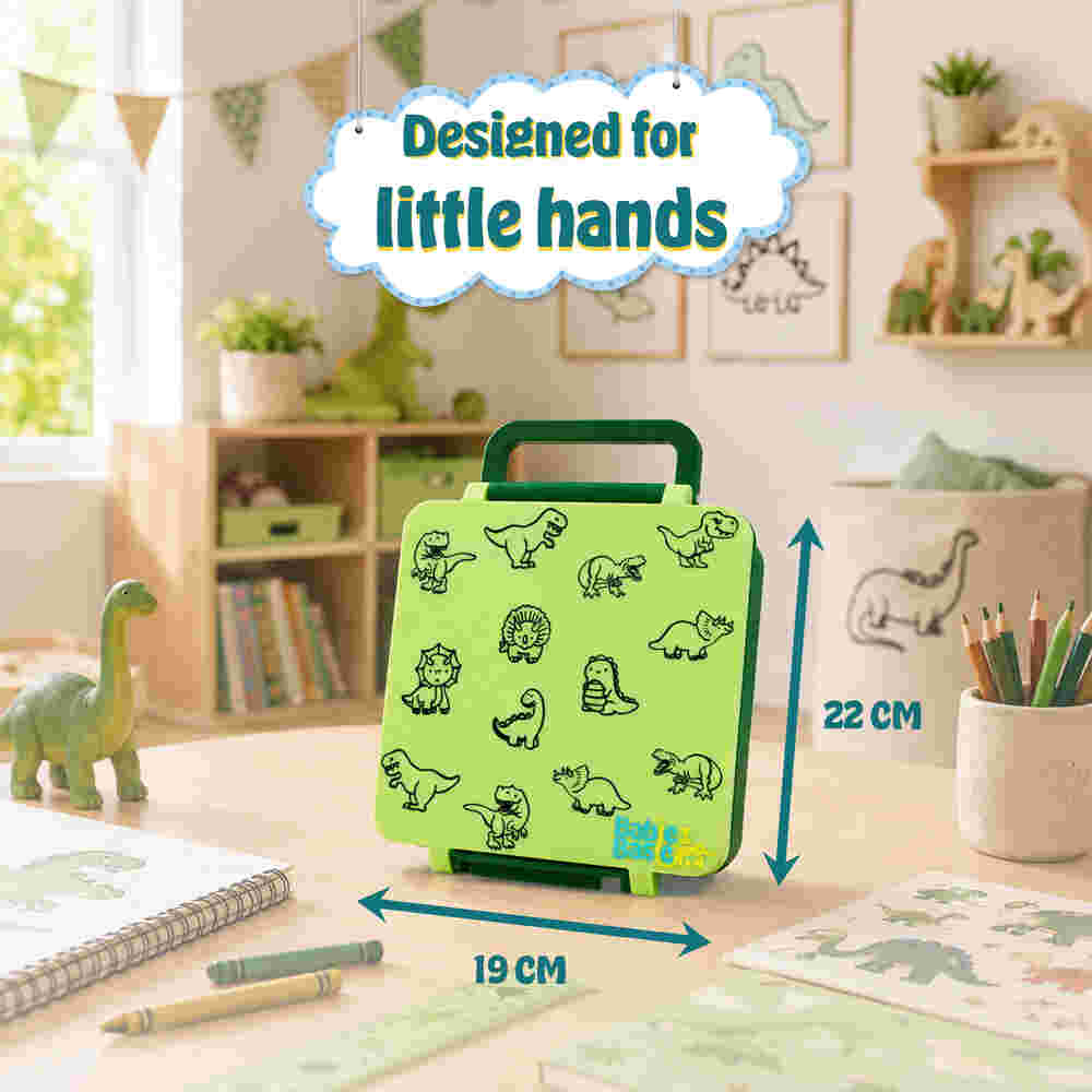 Babies Basic Insulated Bento Lunchbox with Stainless Steel Bottle 3+ Years - Beige - Zoo 12310-MIX-GRE-DINO - Image 6