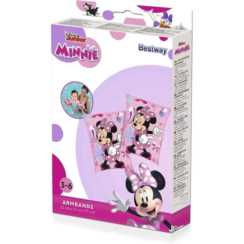 Bestway Disney Junior Minnie Armbands 23cm x 15cm, Inflatable PVC Swim Arm Floats for Kids, Character Swimming Aid for Pool & Beach, Multicolour - 91038 - Image 3