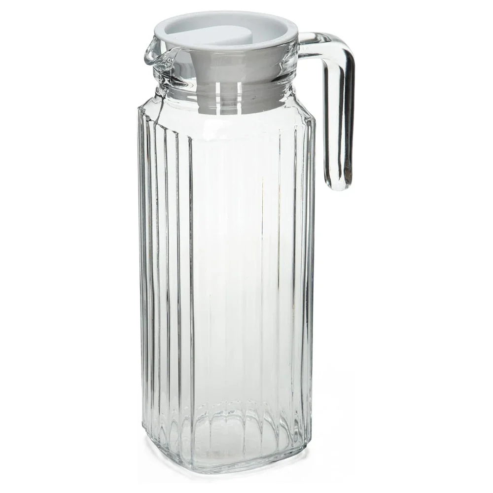 Taliona Waves Clear Glass Jug with Curved Handle and Pouring Spout, 1.1 L - C6913878