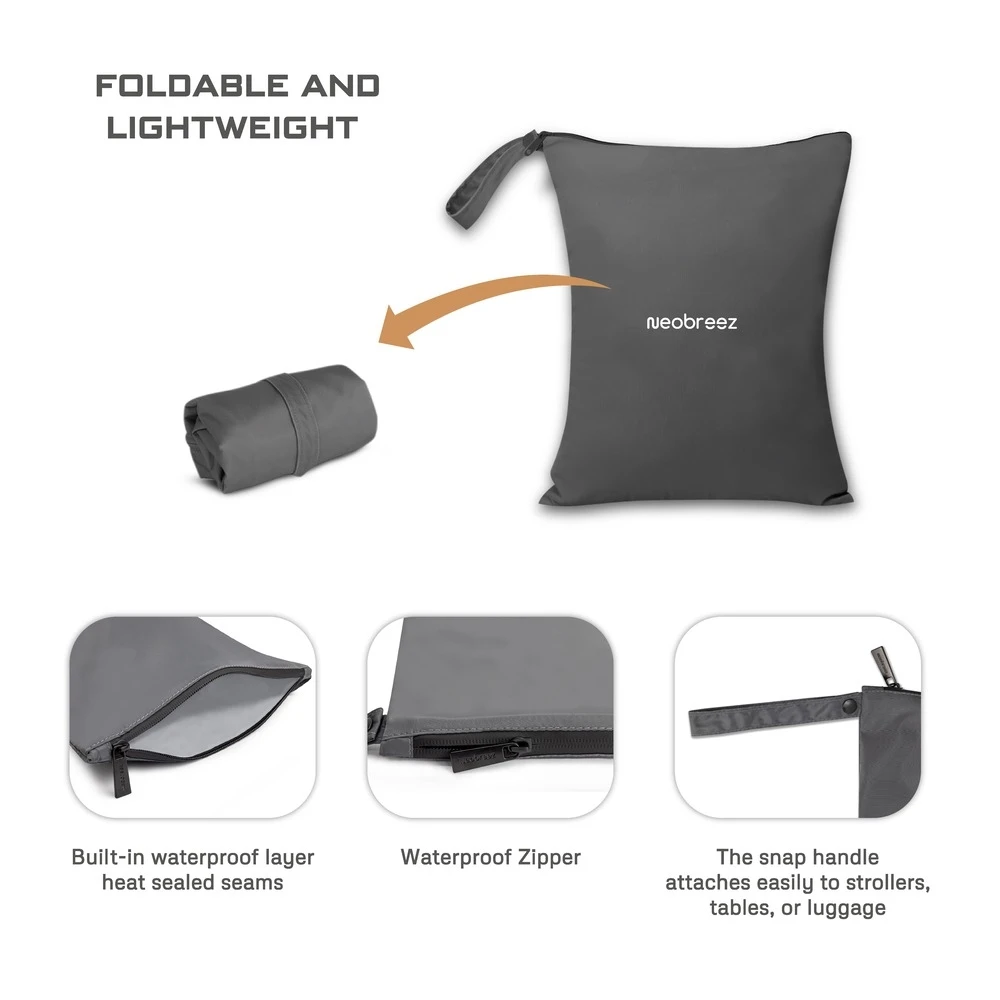 Neobreez Wet And Dry Bag Leak-proof 25x35cm For Diaper Bag Stroller Grey - NBR162 - Image 4
