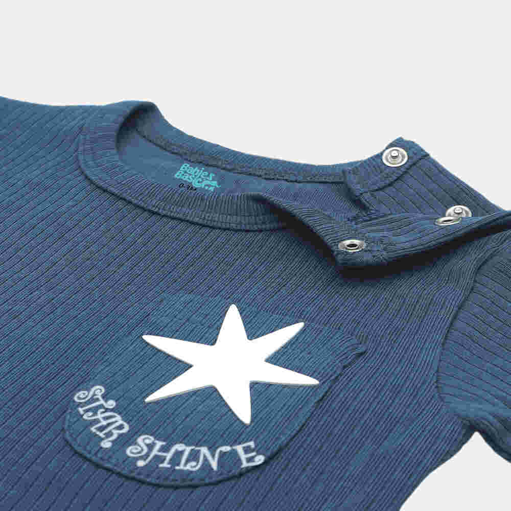 Babies Basic Ribbed Cotton Short Sleeves T-shirt and Plain Shorts Set 0-3 Months Blue M714-TO-BLU-0-3-2PC - Image 3