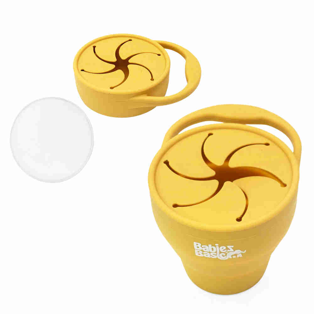 Babies Basic Collapsable Silicone Snack Box for Kids Yellow 66112-SNA-LID-YELL