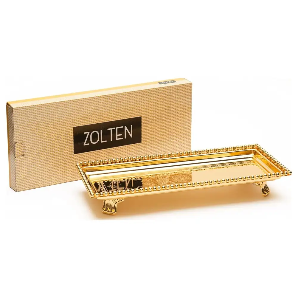 Zolten Silver Plated Rectangular Serving Tray, Gold, 40 cm - ZL2013908 - Image 4