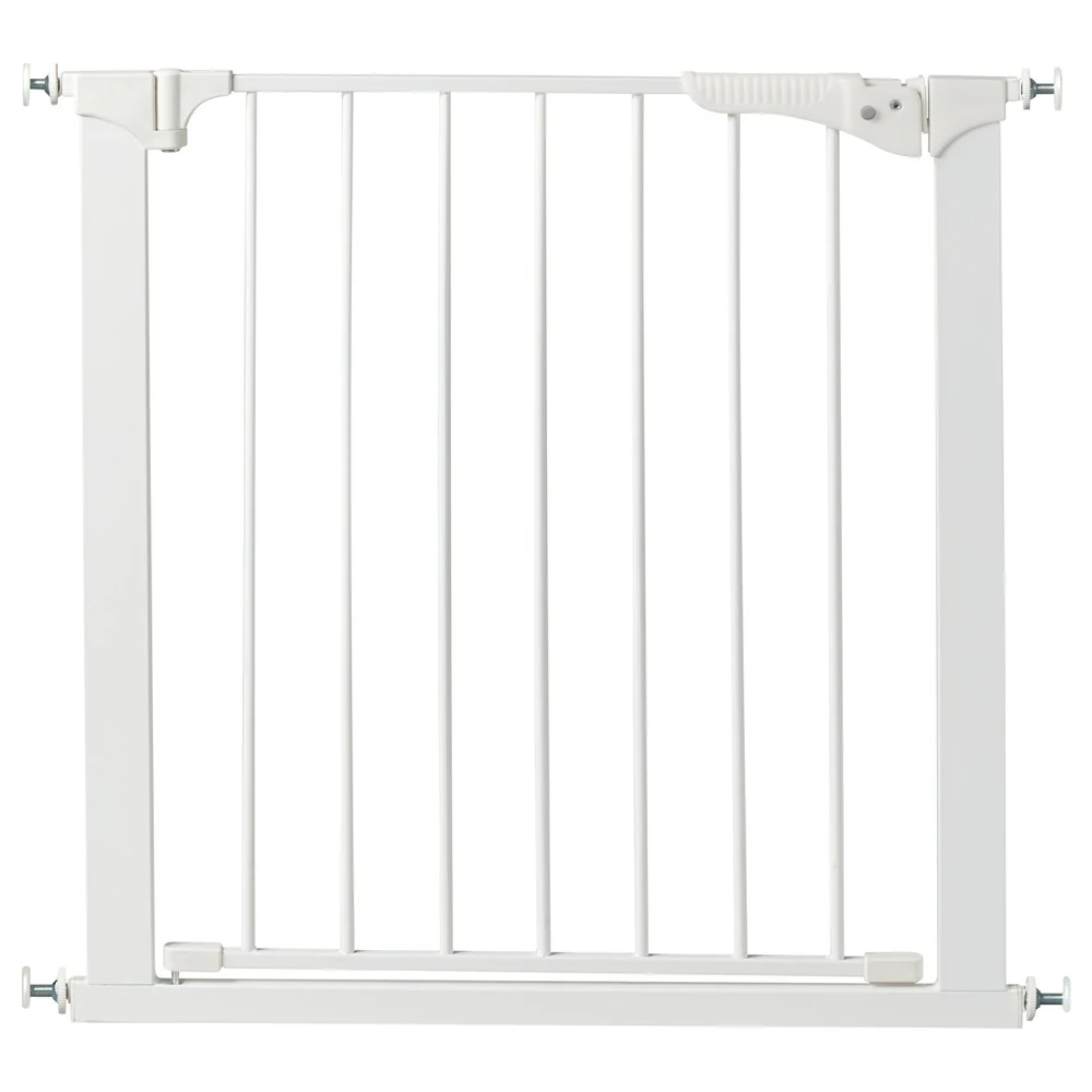 KidCo Gateway Pressure Mounted Baby Gate with Pressure-Plus Locking Handle, One-Hand Operation and No-Drill Installation, White Steel - G1000