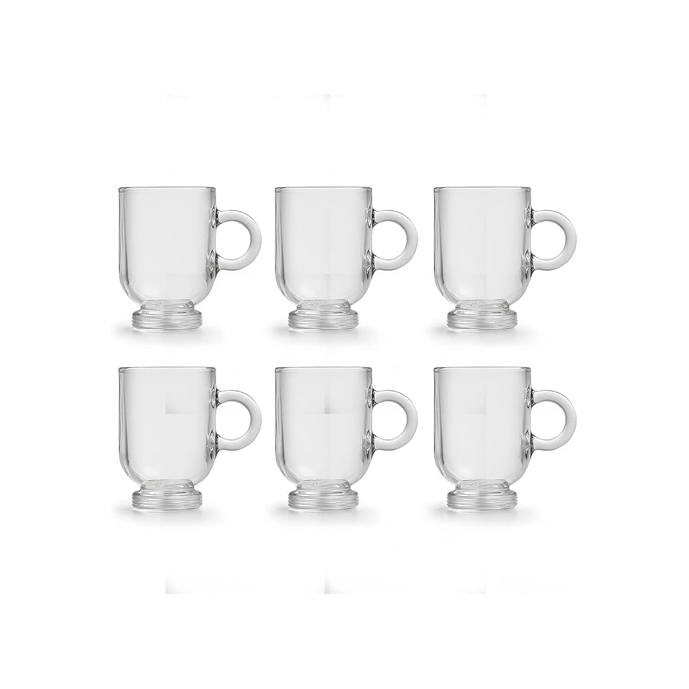 Royal Leerdam Sentido Cappuccino Cup Set of 6, 220ml Glass Coffee Cups, Clear Latte & Tea Glasses for Home & Office, Clear - 831092