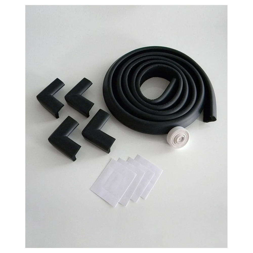 KidCo SecureStick Foam Edge and Corner Protector Set, 10 ft Black Edge Roll with 4 Corner Guards and Double-Sided Tape - S383 - Image 2