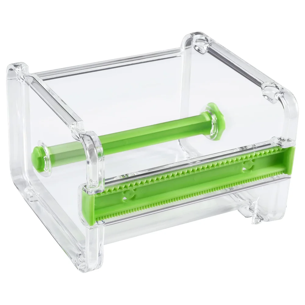 Molshine Transparent Desktop Washi Tape Dispenser Pack of 2, Stackable PS and ABS Tape Holder with Two Serrated Cutters, Green - Image 6
