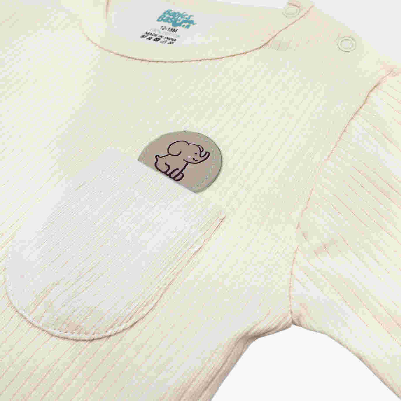 Babies Basic Ribbed Cotton Long Sleeves Top and Bottom 0-3 Months Cream M725-LO-CRE-0-3-2PC - Image 7
