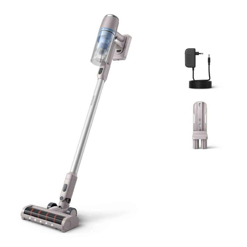 Philips 2000 Series Cordless Vacuum XC2011/61 – PowerCyclone 7, LED Nozzle, 3-Stage Filtration, 40min Runtime, Lightweight Desig
