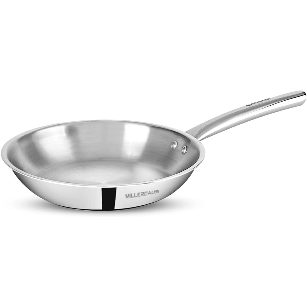 Nautilus Triply Stainless Steel Fry Pan, Silver, Even Heat Distribution, 22 cm - MHIN-0806