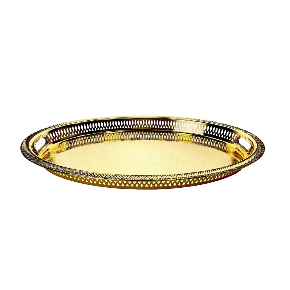 Zolten Silver Plated Oval Serving Tray, Gold, 45 cm - ZL2013639 - Image 2