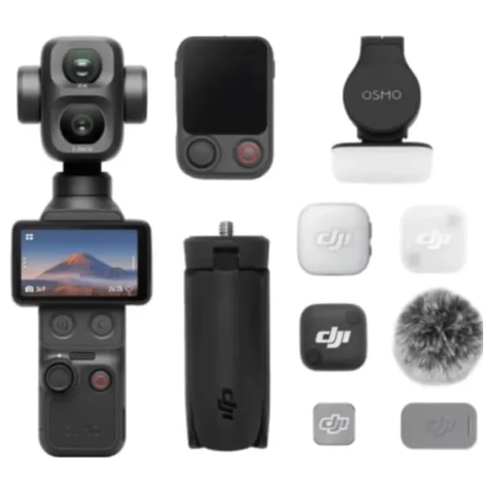 DJI Osmo Pocket 4P Vlog Combo Dual-Lens 4K Pocket Gimbal Camera with 1-Inch Sensor, 60mm F1.8 Med-Tele Lens, 3-Axis Stabilization and 103GB Storage, Black