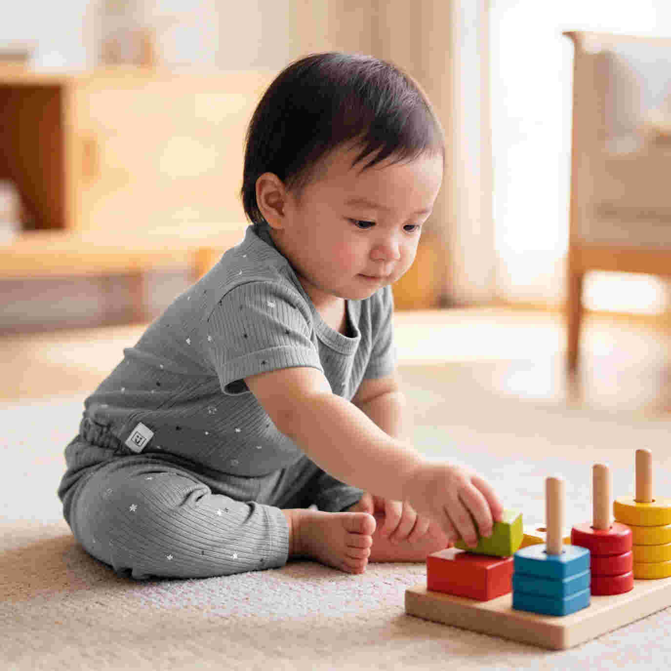 Babies Basic Ribbed Cotton Printed Short Sleeves T-shirt and Printed Pyjama Set 0-3 Months Gray M713-SH-GRA-0-3-2PC - Image 6