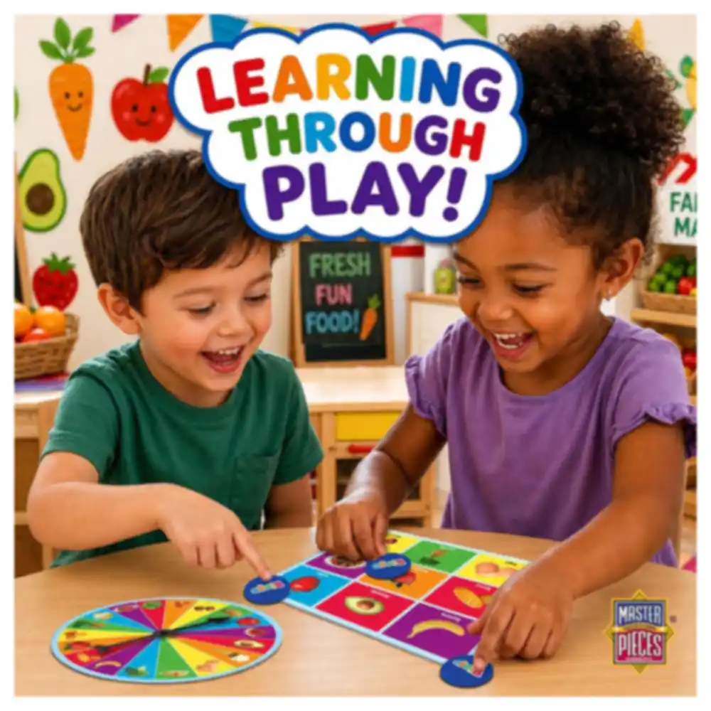 MasterPieces Food Bingo Educational Game for Kids, Picture and Word Matching with 6 Double-Sided Boards and Spinner, 2 to 6 Players, Ages 3 and Up - 11814 - Image 8