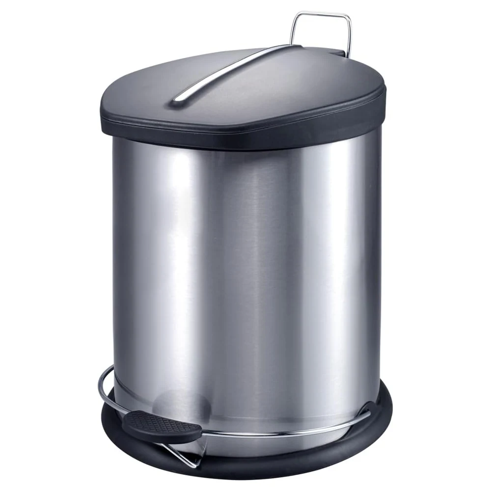 Zolten Stainless Steel Step Bin 5 L with Black Plastic Lid, Foot operated - C5611694