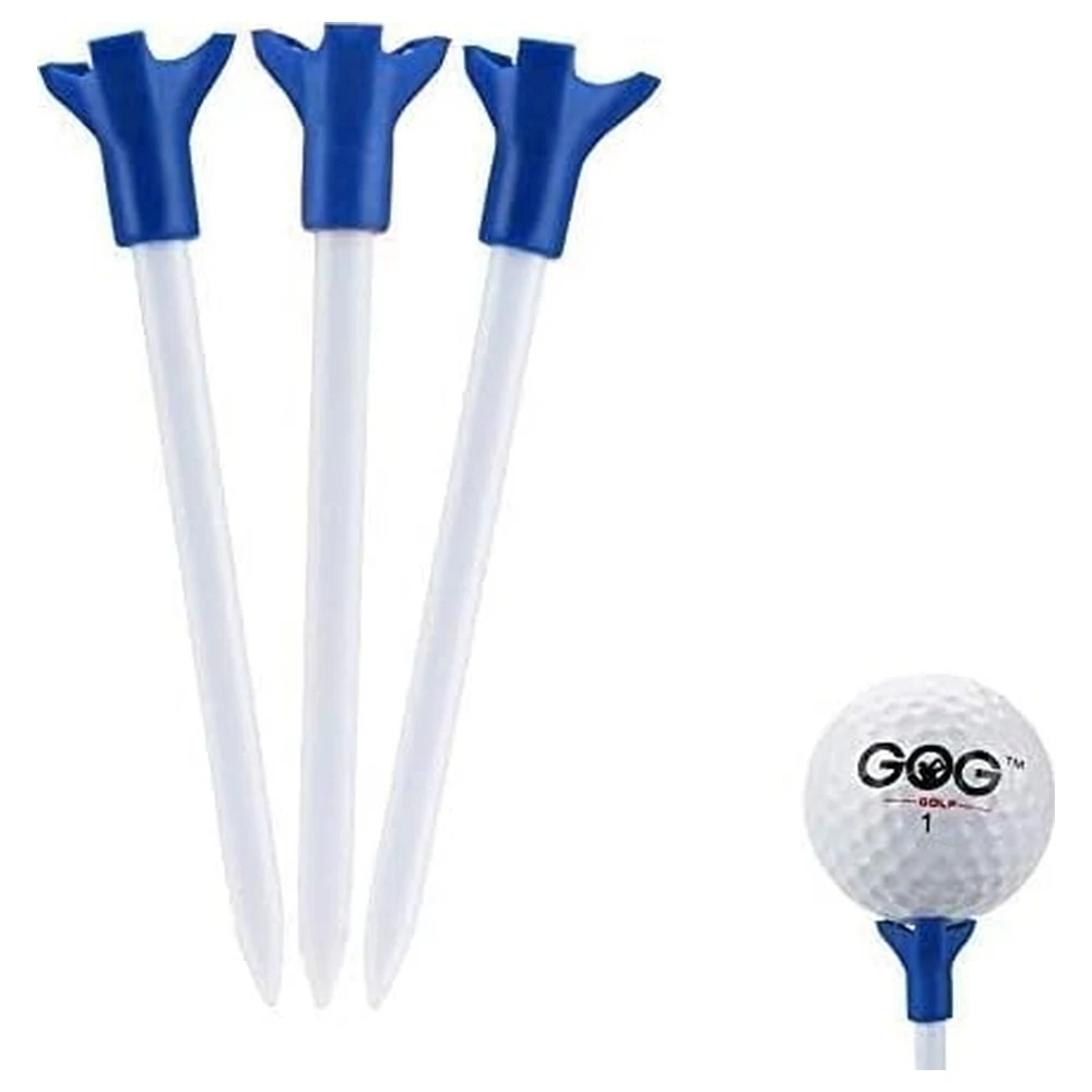 CAITON Fly Ball Unbreakable Golf Tees, 83 mm Plastic Claw Top Tees with 14 mm Head in Blue, Pack of 5