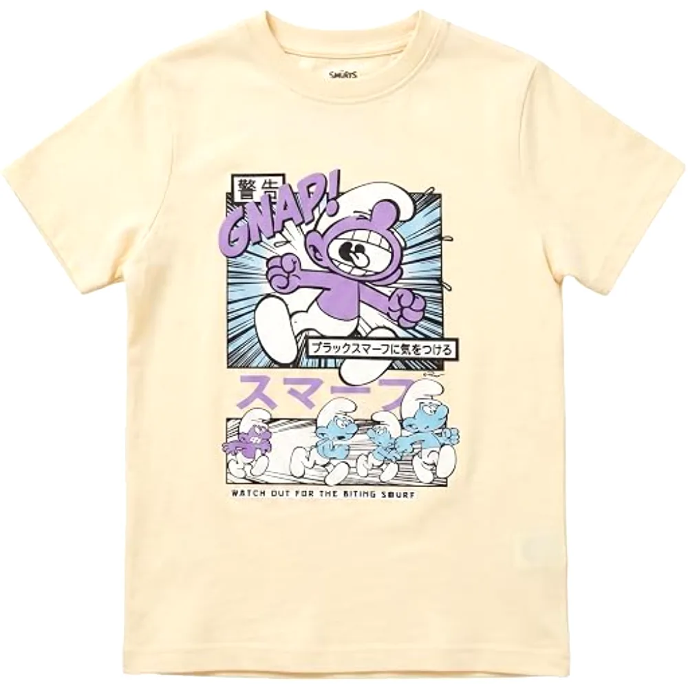 The Smurfs Gnap Comic Boys T-Shirt, 100 Percent Cotton, Crew Neck, Casual Wear, 3-4 Years, Cream - TU25934-3-4