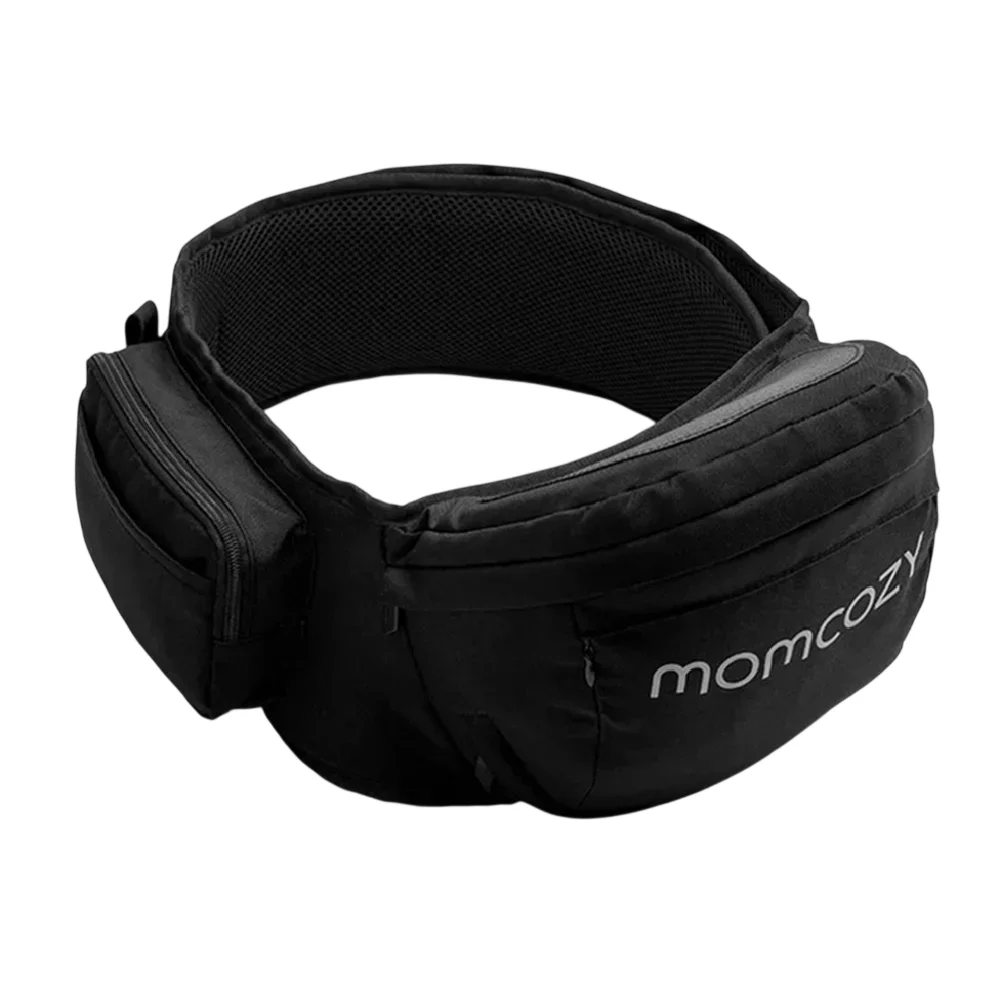 Momcozy Hip Seat Baby Carrier, 3D Abdominal Support, Widened Waist Belt, Ergonomic M-Position Seat, Multiple Carrying Positions, Storage Pockets, Newborn to Toddler, Large, Black - 602835182649