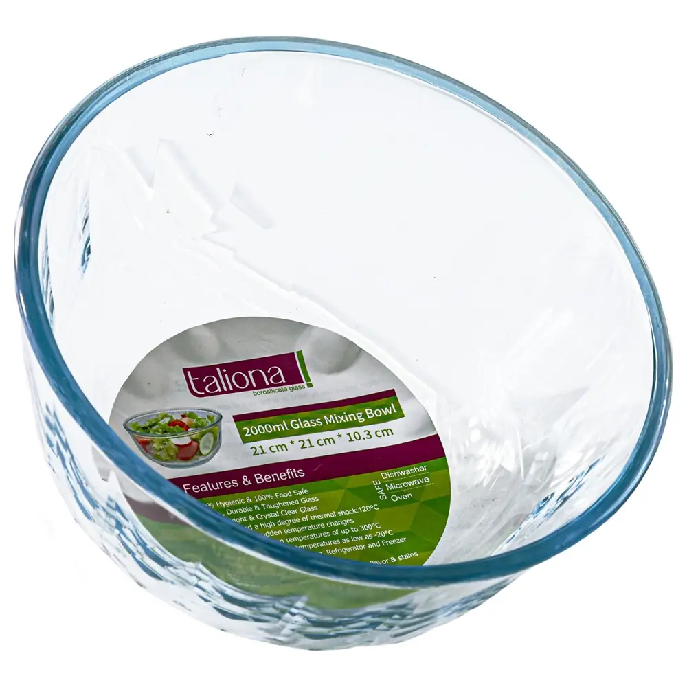 Taliona Diamond Round Borosilicate Glass Mixing Bowl 2 L - TL2214426 - Image 2