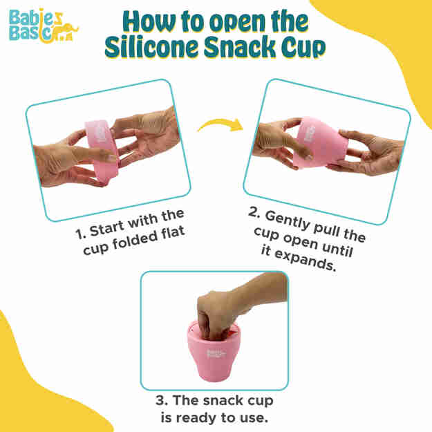 Babies Basic Collapsable Silicone Snack Box for Kids Pink 66112-SNA-LID-PINK - Image 5