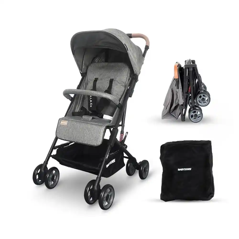 BABYDOES OLLA CX - Baby Stroller, 5-Point Harness, One-Hand Fold, Shock Absorbing Wheels, 0-4 Years Up to 20 kg - Grey - CH-SY 334B SN