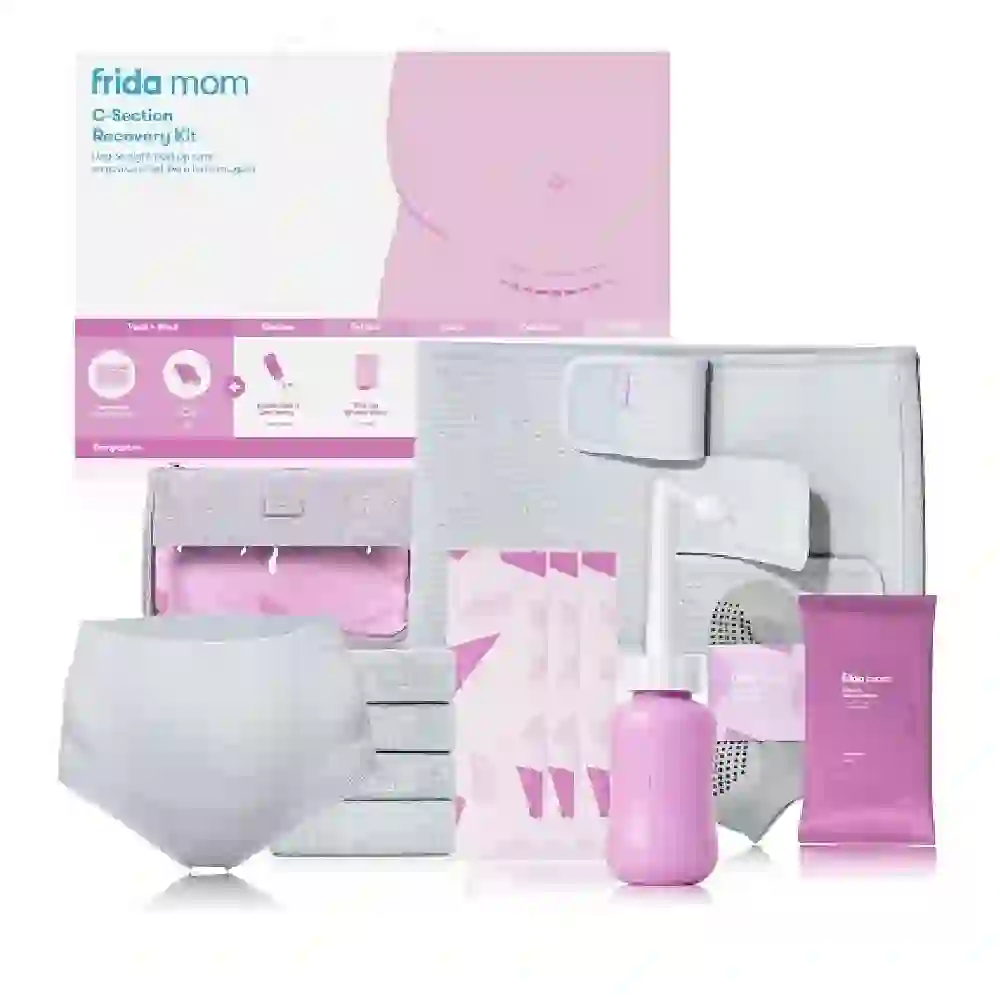 Frida Mom C-Section Recovery Kit, Postpartum Essentials for Healing & Comfort, Includes Abdominal Binder, Peri Bottle, Disposable Underwear - 500001284