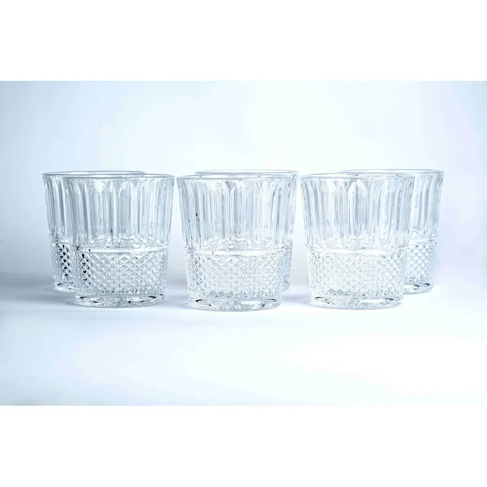 Taliona Diamond 6-Piece Clear Glass Old Fashioned Tumbler Set 32 cl - C6913815 - Image 5