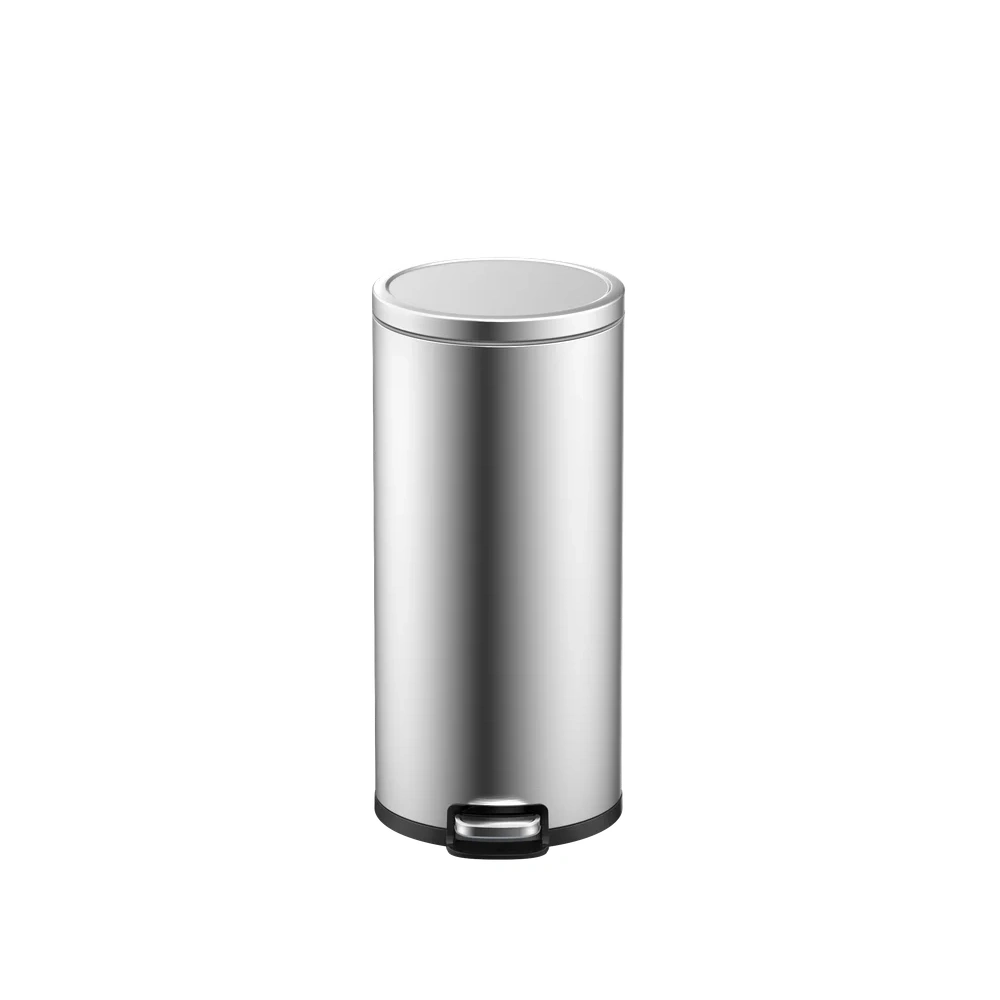 EKO Serene 30L Round Step Bin, Brushed Stainless Steel Pedal Trash Can, Soft-Close Lid, Fingerprint-Resistant Finish, Removable Inner Bucket, Silver - EK9385MT-30L - Image 2