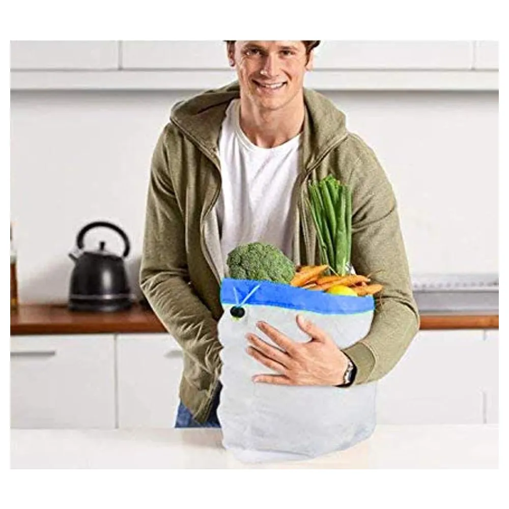 GulfDealz Reusable Mesh Produce Bags Pack of 7, Washable See-Through Drawstring Bags for Grocery Shopping, Fruit and Vegetable Storage, 43 x 30 cm - Image 5