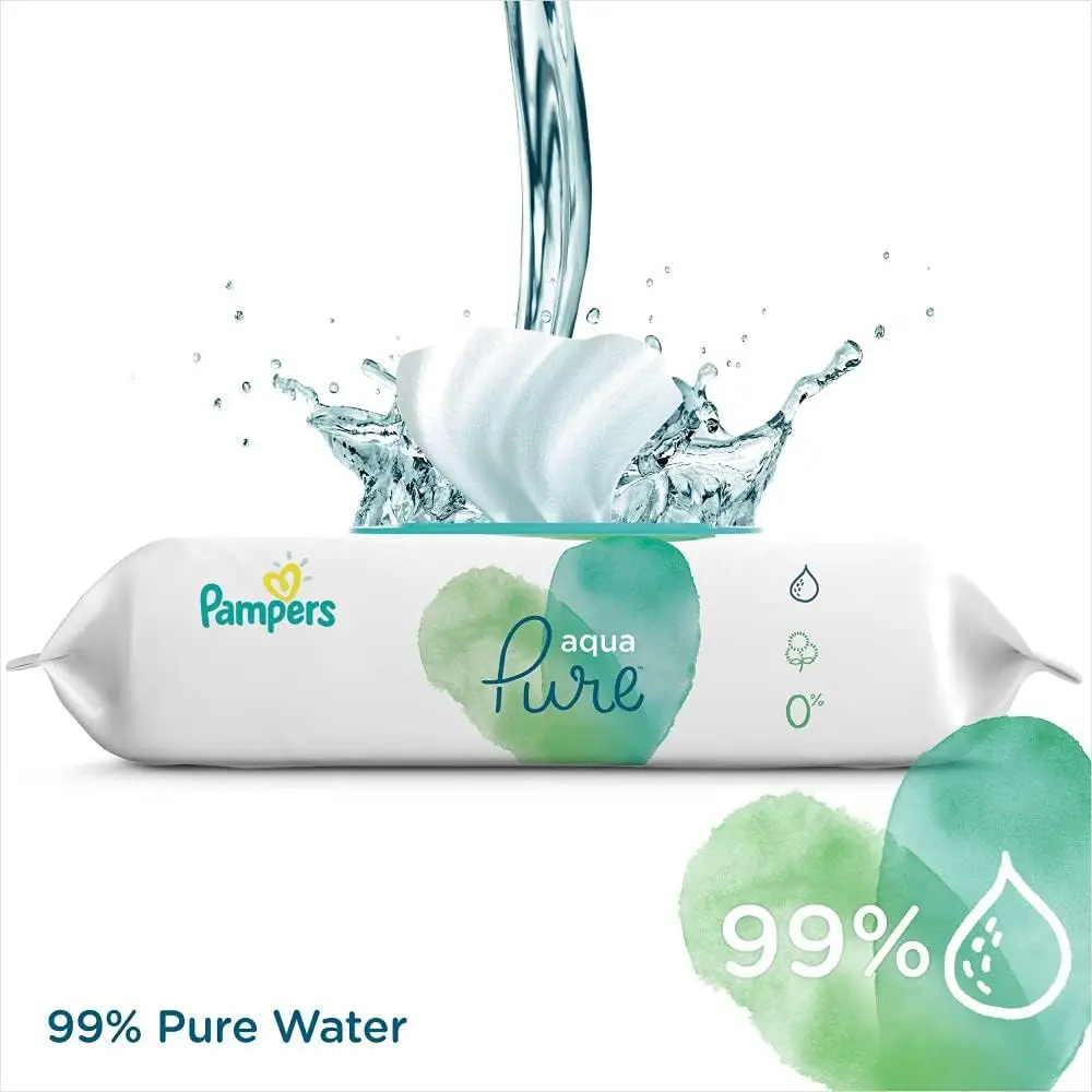 Pampers Aqua Pure Baby Wipes with 99 Percent Pure Water, Fragrance-Free, Gentle for Sensitive Skin, 48 Wipes - PRS-331942 - Image 4